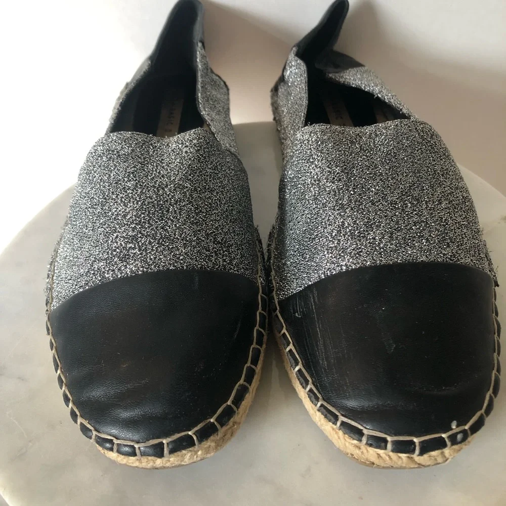 Zara Black and Silver Slip-On Espadrilles